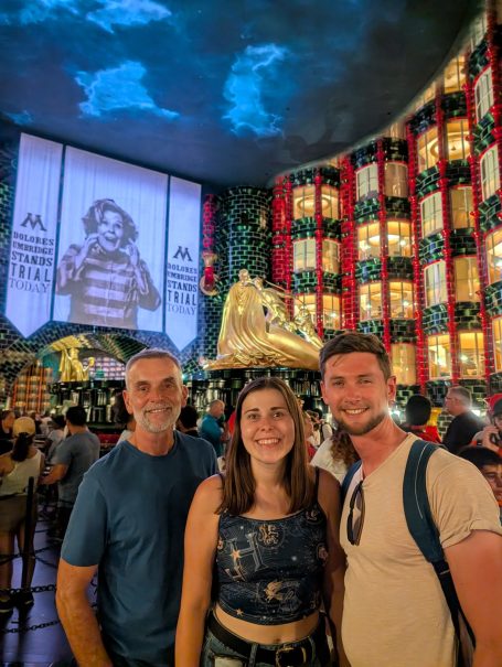 I&B's Founder, Husband and Dad posing the Ministry of Magic at Universal's Epic Universe