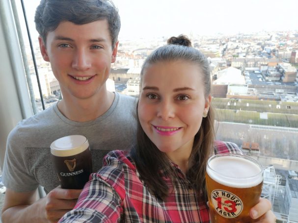 I&B's Founder & Husband posing in the skybar at Guinness Storehouse in Dublin