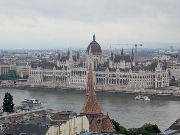 View of the Hungarian Parliament Building along the Danube River from Fisherman's Bastion.