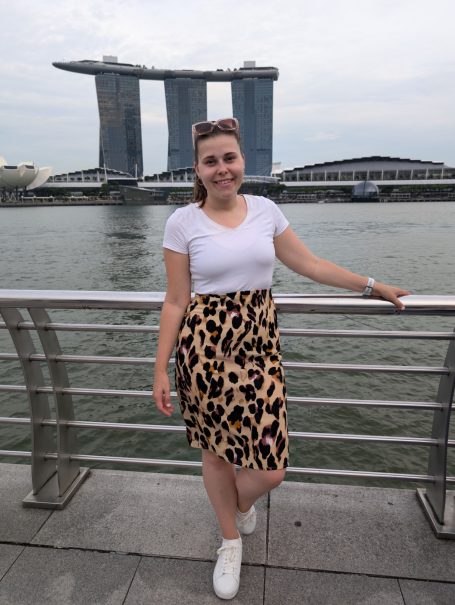 I&B's Founder posing with Marina Bay Sands in Singapore in the background.