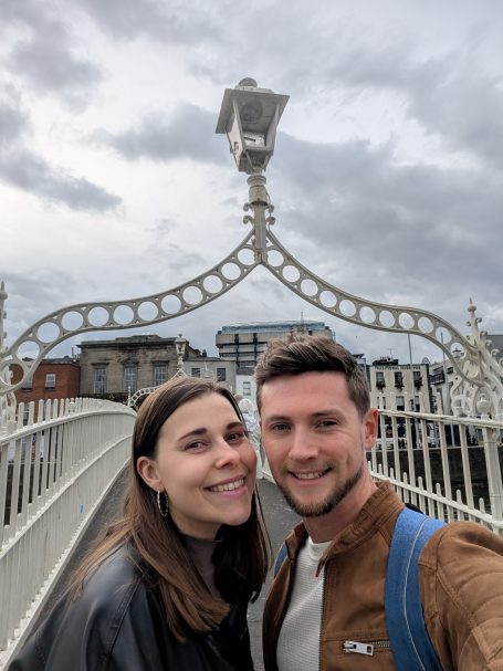 I&B's Founder and Husband posing on the Ha'Penny Bridge in Dublin