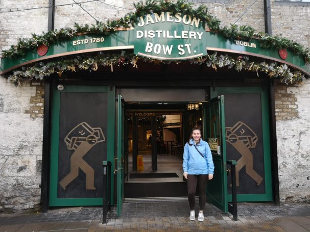 I&B's Founder posing outside of the Jameson Distillery in Dublin